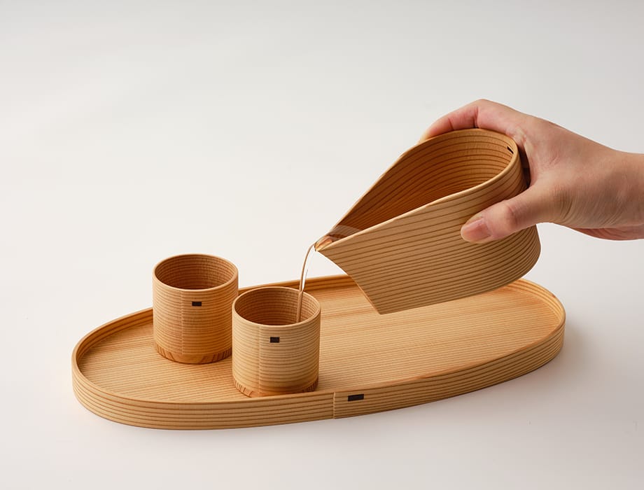 ほろ酔いセット（片口酒器+ぐい吞２コ+こわっぱ ぷれーと）1